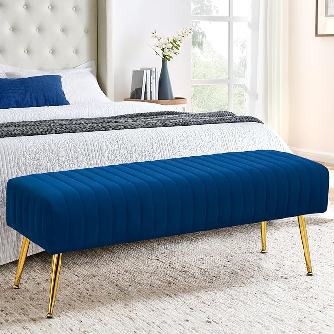 Furniliving Bedroom Bench Velvet Ottoman Bench - Image 5