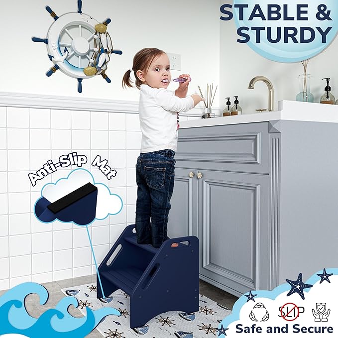AMBIRD Wooden Step Stool, Two Step Stools Toddler 300 lbs Capacity - Image 3