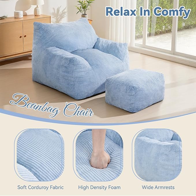 INMOZATA Bean Bag Chair for Adults, 3FT Beanbag Chairs - Image 4