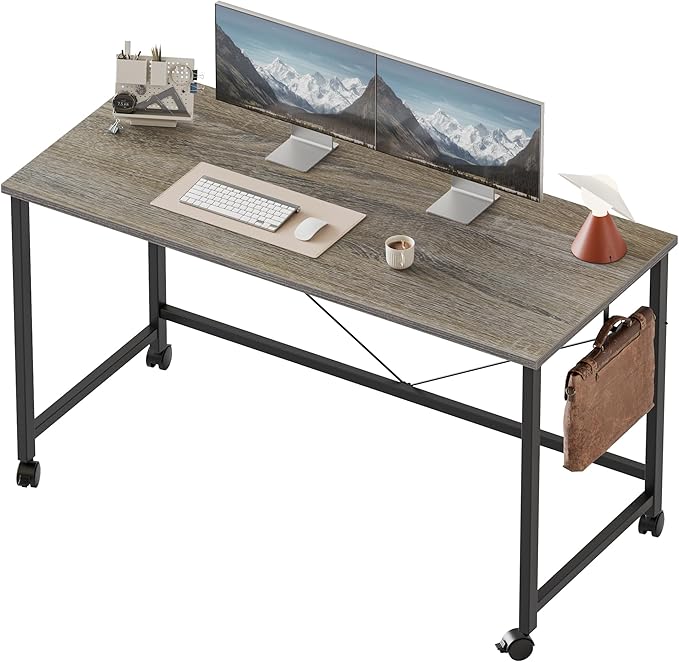 Rolling Computer Desk with Wheels, Gaming Desk by MERICONIA
