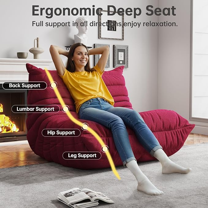 Bean Bag Chairs for Adults, BeanBag Reading Chair Memory Foam Couch, Floor - Image 4