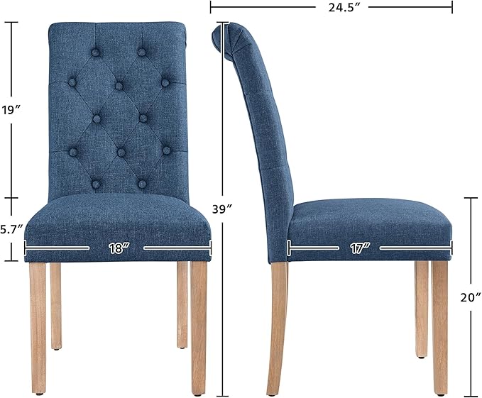 Yaheetech Dining Chairs Set of 4 Fabric Upholstered Dining Room Chairs - Image 3