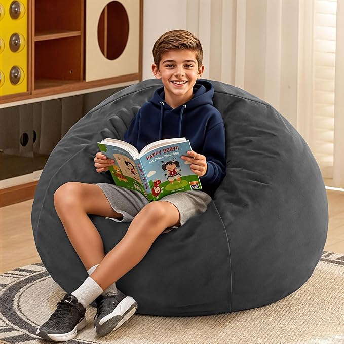 HABUTWAY 2FT Bean Bag Chair, Teardrop Bean Bag Chair Luxurious Velvet Ultra - Image 2