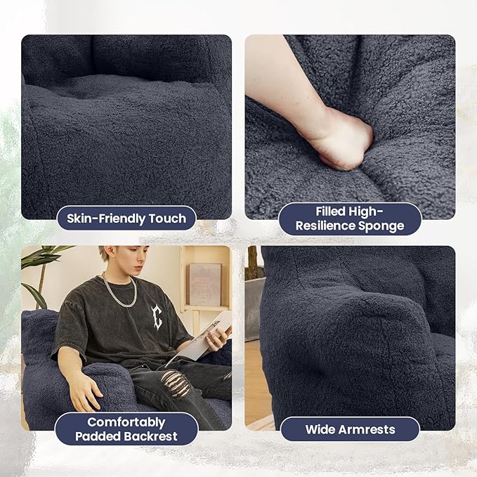 Bean Bag Chair with Filler, Bean Bag Sofa with Tufted Soft Stuffed Filling - Image 6