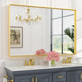 Keonjinn Brushed Gold Bathroom Mirror 55 x 36 Inch, Large Gold Vanity Mirror by Keonjinn
