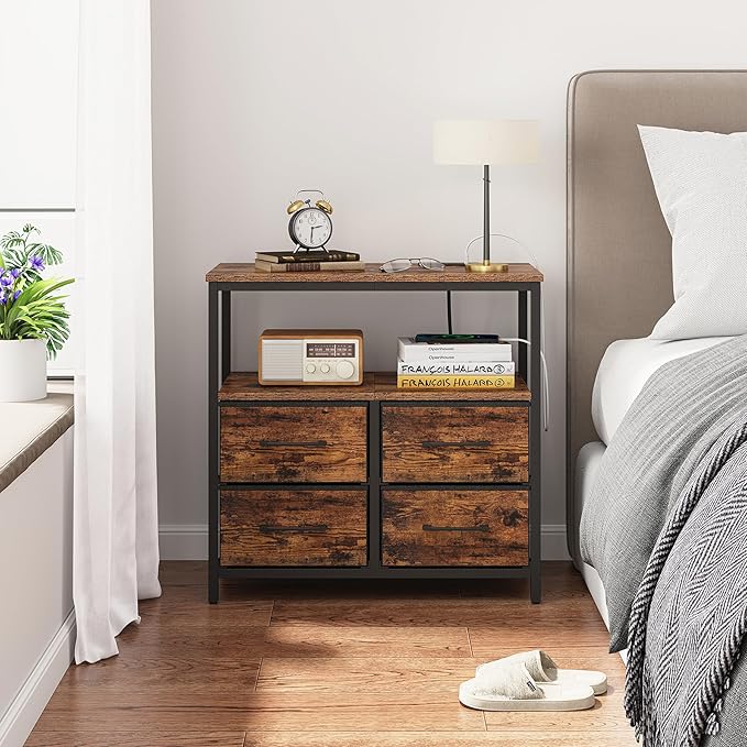 TUTOTAK Large Night Stand with Charging Station, Nightstand with USB and Type-C - Image 5