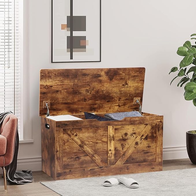 39.4" Storage Chest, Wooden Storage Bench, Large Storage Trunk - Image 8