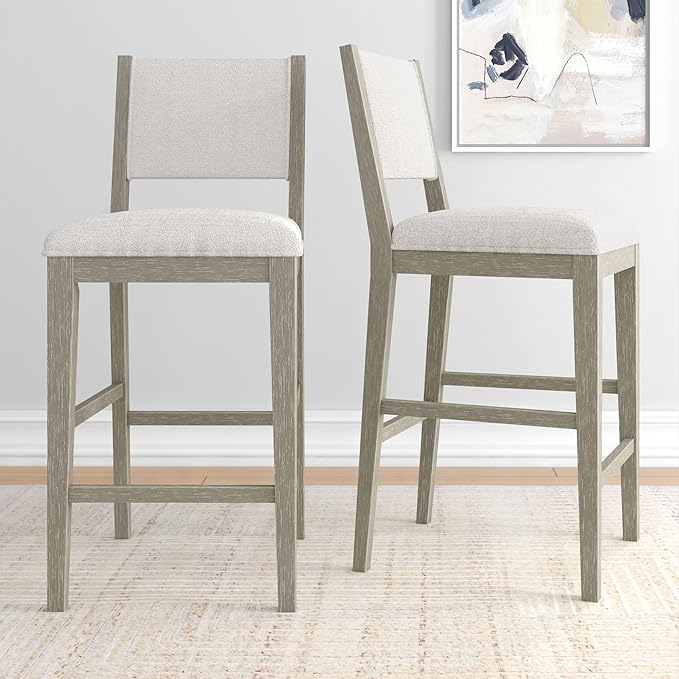 Plank+Beam Sereno Bar Stool, Sturdy Wood Modern Kitchen Bar Height Stool by PlankBeam