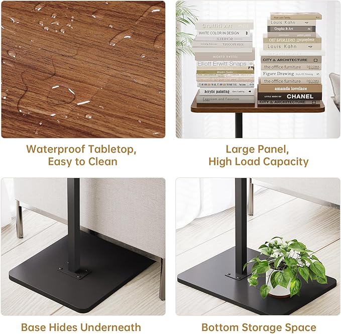 NiHome Minimalist Height Adjustable End Table, 360° Rotatable Sofa Armrest Side - Image 7