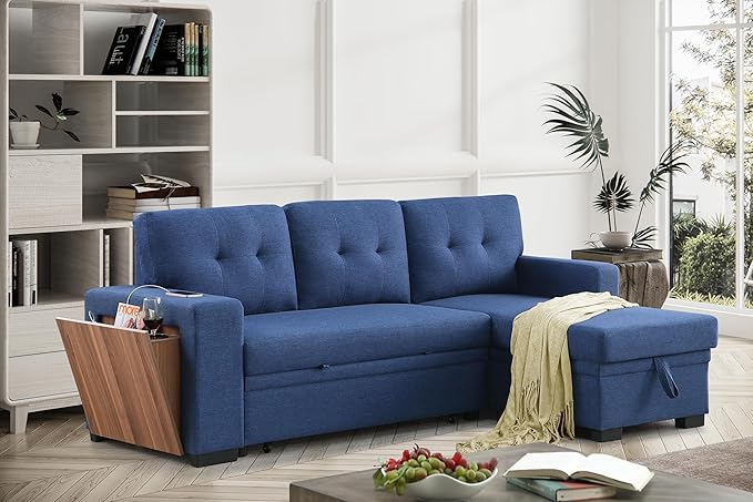 Ball & Cast L-Shape Reversible Sectional Sleeper Sofa Bed, 4 in 1 Pull Out Couch - Image 2