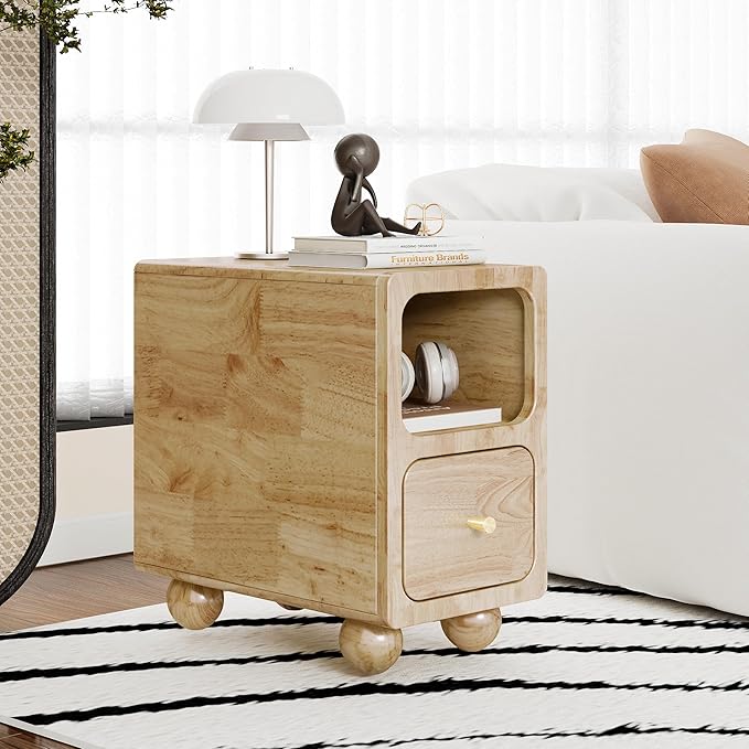 Solid Wood Night Stand, Narrow Nightstand - Image 6