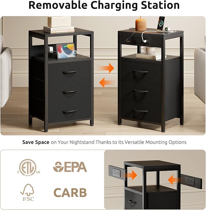 NightStand Bedside Charging Table Bedroom - Image 3