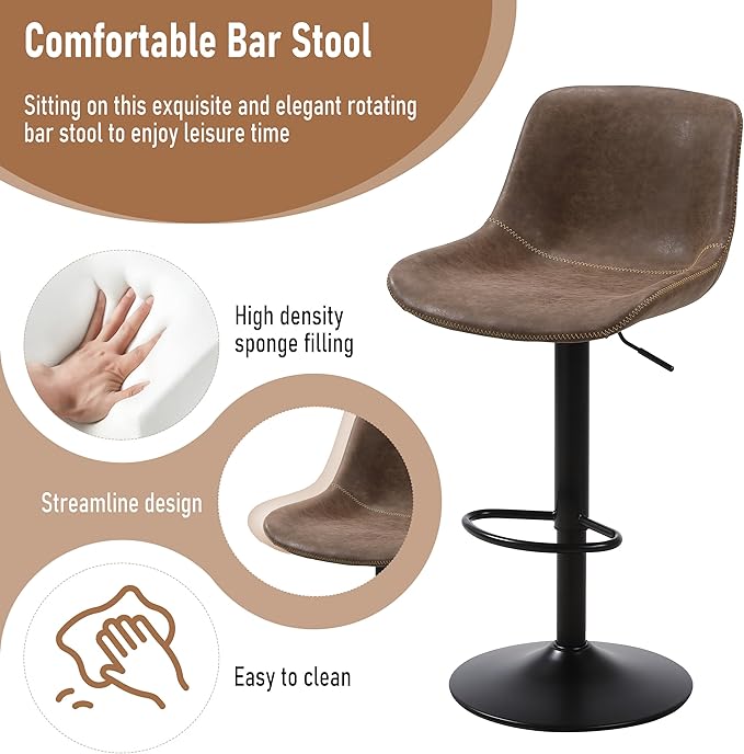 Bar Stools Set of 2, Swivel Counter Height Barstools - Image 4