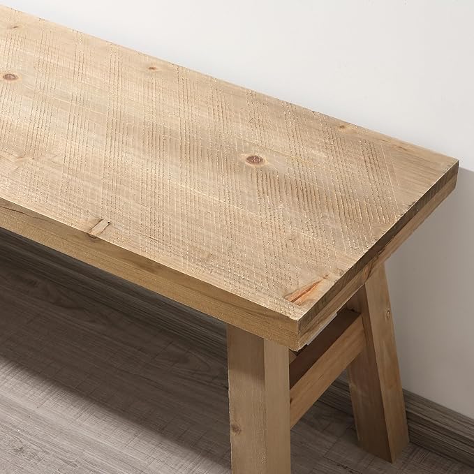 Sawmill Long Wood Bench, Rustic Entry Way Benches Seat, Solid Wood, Handcraft - Image 6