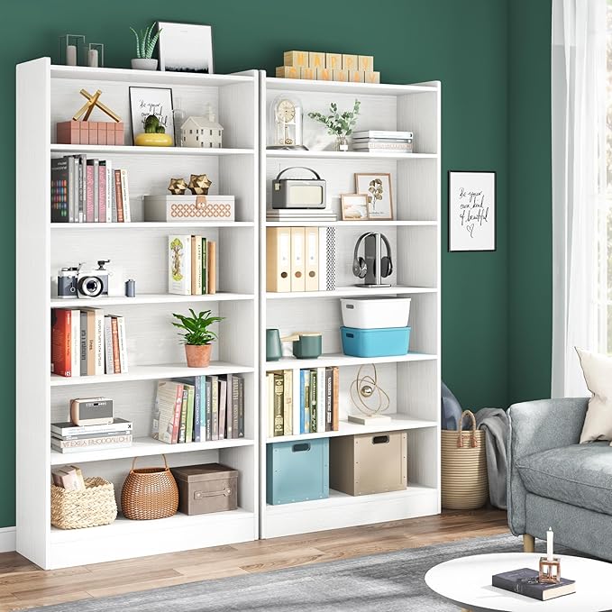 Tribesigns 78-inch Tall Bookcase, Modern 7-Tier White Library Bookshelf - Image 6