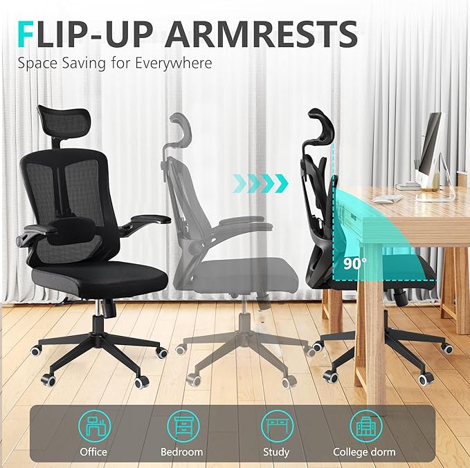 Comfy Office Chair, Home Ergonomic Desk Chairs, High Back Gaming Mesh Computer - Image 7