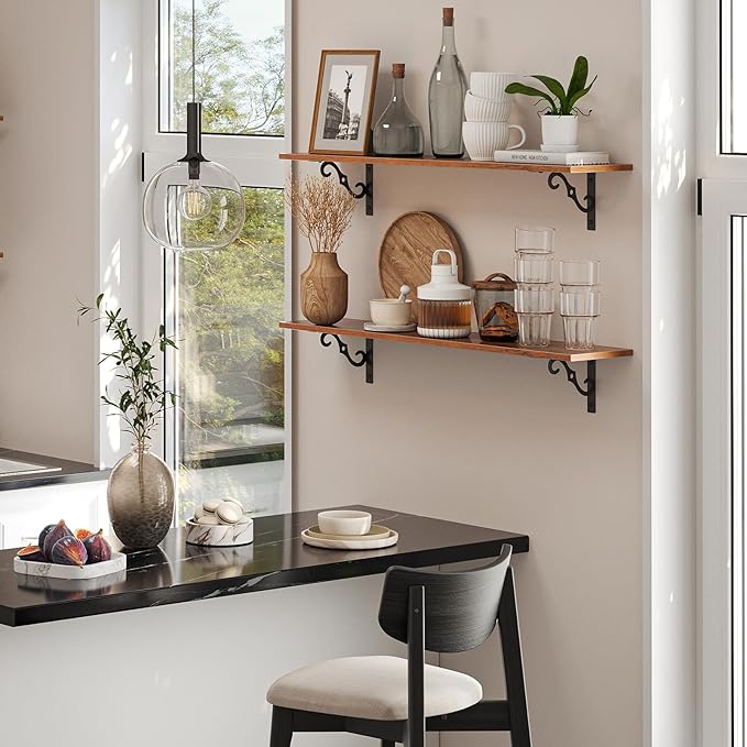 DINZI LVJ Long Wall Shelves, 23.6 Inch Large Floating Shelves Set of 2 - Image 2