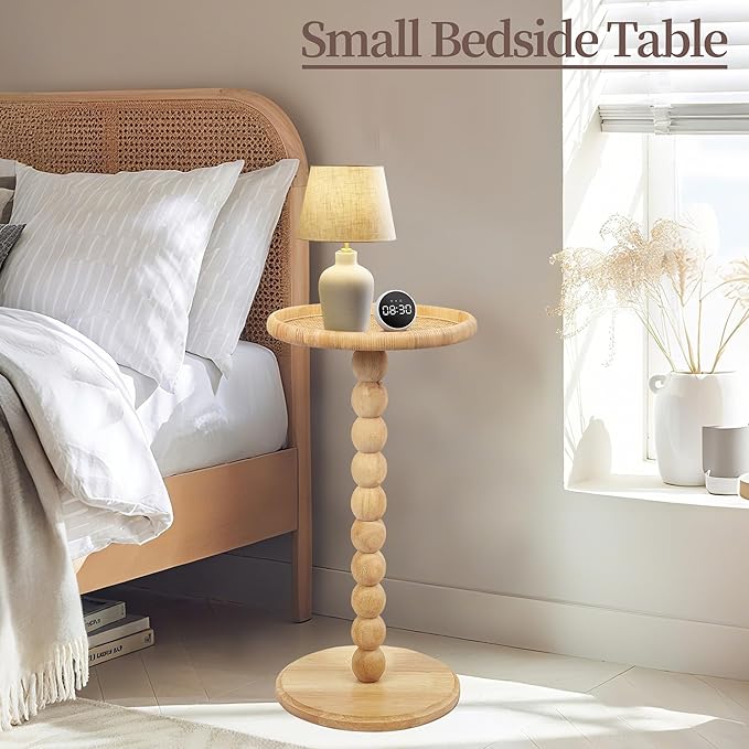 Round Side Table, Solid Wood Small Drink Table - Image 5