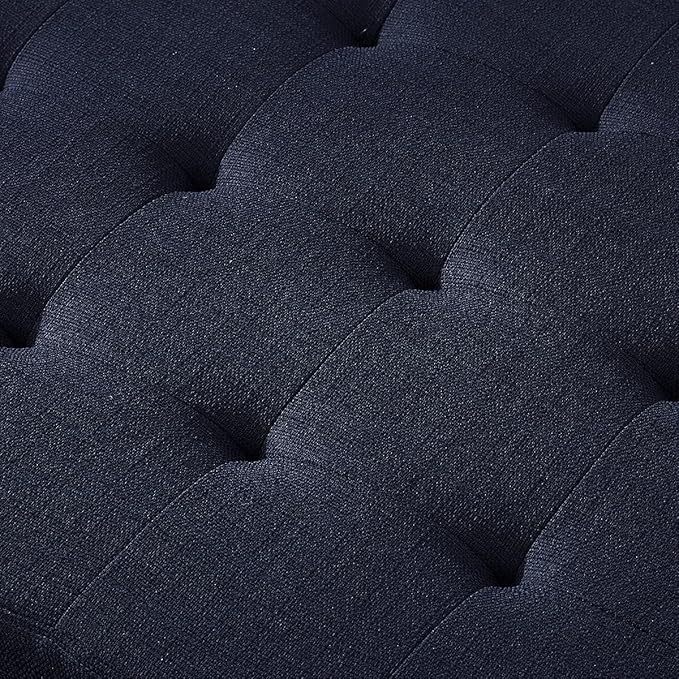 24KF Large Square Upholstered Tufted Linen Ottoman, Large Footrest Ottoman - Image 5