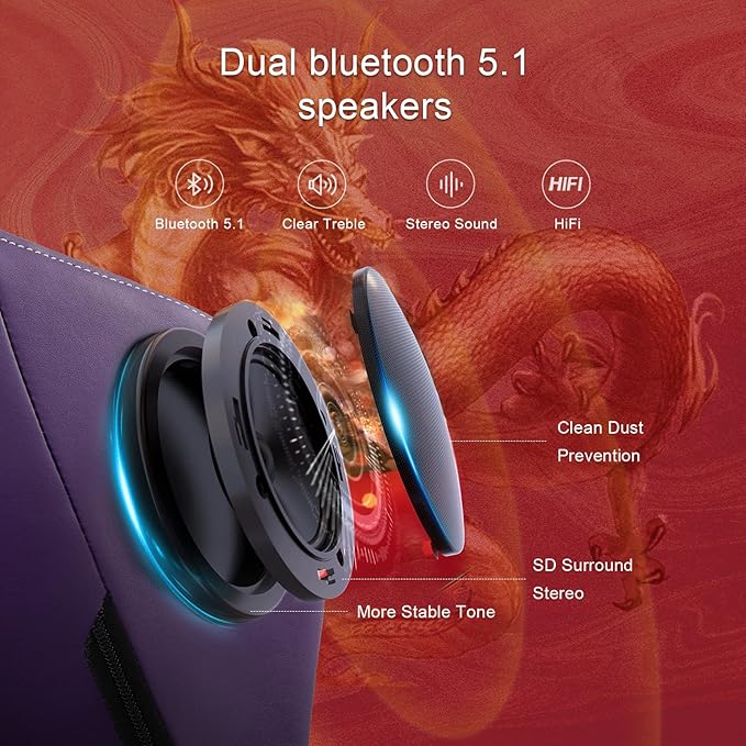 GTPLAYER Gaming Chair with Bluetooth Speakers and Footrest, Dragon Series Video - Image 5