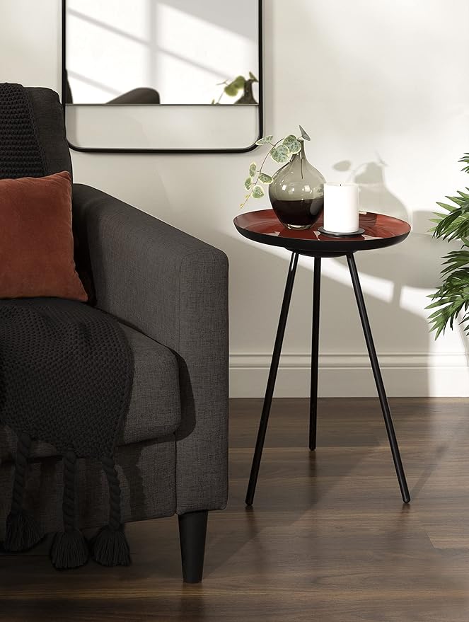 Kate and Laurel Laranya Modern Side Table; 15 x 15 x 23; Dark Clay Red and - Image 2