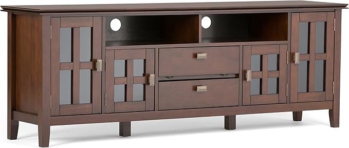 SIMPLIHOME Artisan SOLID WOOD 72 inch Wide Transitional TV Media Stand in by SimpliHome
