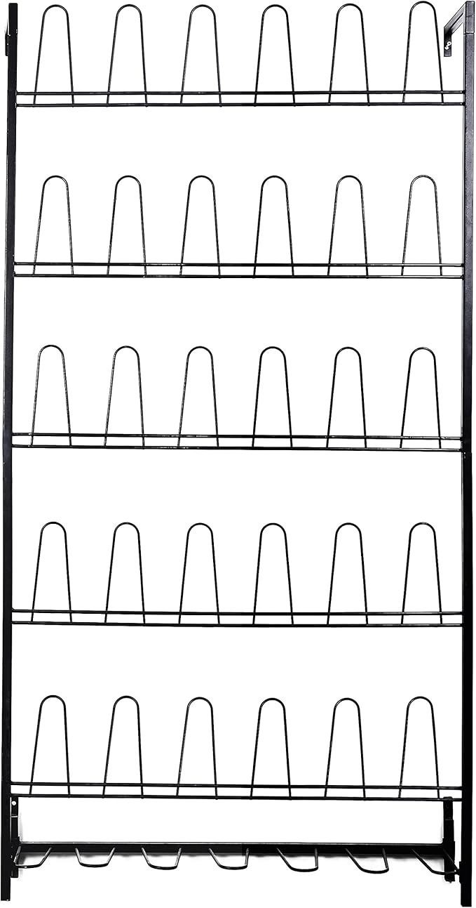 MyGift Modern Matte Black Metal Hanging Shoe Rack - Image 5