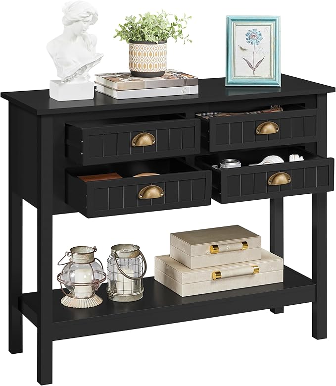 Yaheetech Console Table with 4 Drawers, Sofa Side Table with Bottom Open by Yaheetech