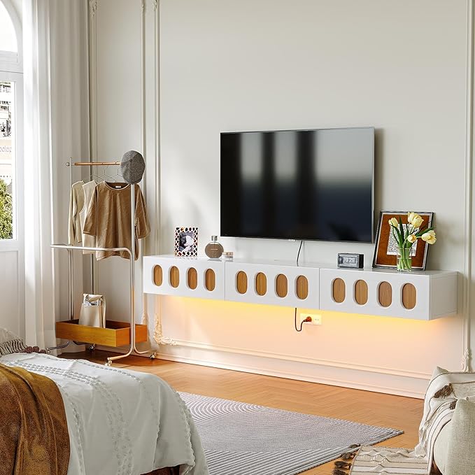 Floaticase Floating TV Stand, 86IN Fully Assembled High Gloss Wall Mounted - Image 6