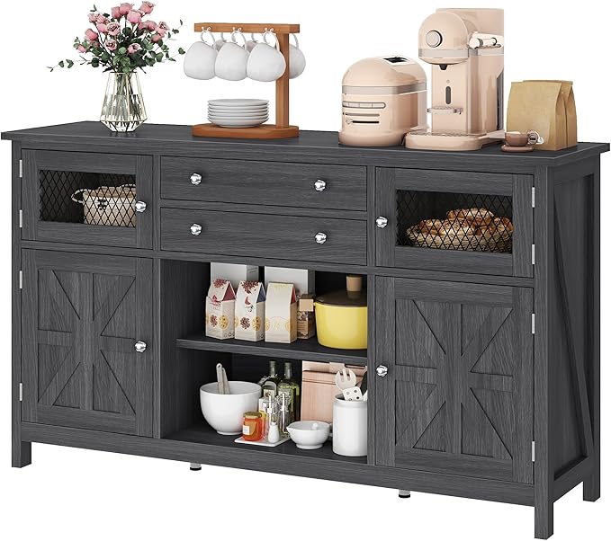 YITAHOME Farmhouse TV Stand for TVs up to 65", Rustic TV Media Console for - Image 8