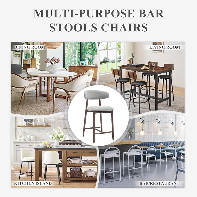 COLAMY Bar Stools Set of 4, Counter Height Bar Stools, Upholstered Counter - Image 7