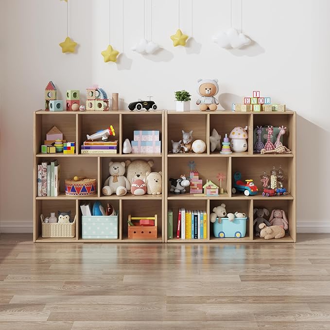 3-Tier Montessori Solid Wood Shelves Toy Organizers and Storage, 8-Compartment - Image 5