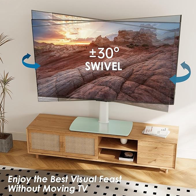 FITUEYES Universal TV Stand, Swivel TV Table Stand - Image 6