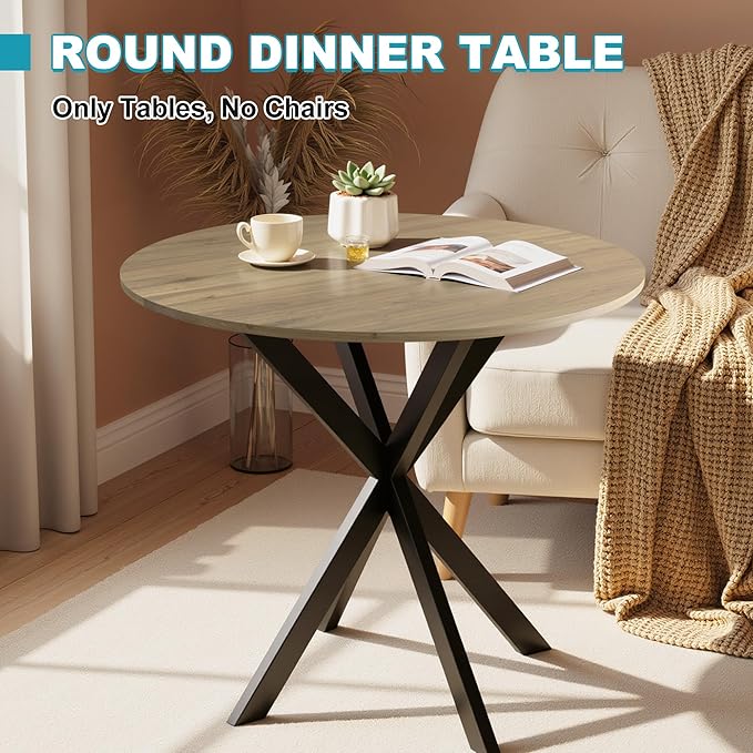 31.5" Round Dining Table for 4, Modern Small Dinner Table Farmhouse Round - Image 6