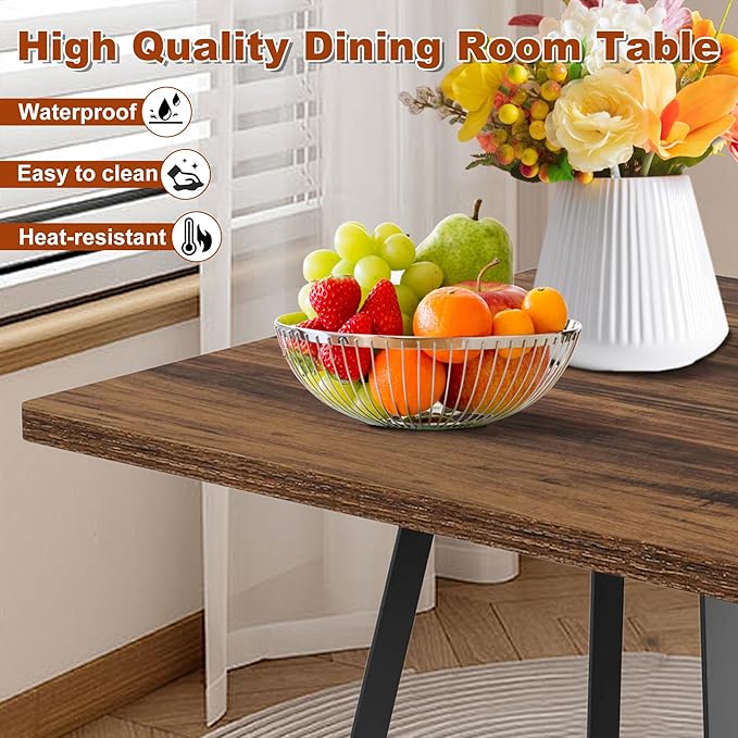Square Dining Table for 4, 31.5-Inch Farmhouse Dinner Table Wooden Kitchen - Image 4