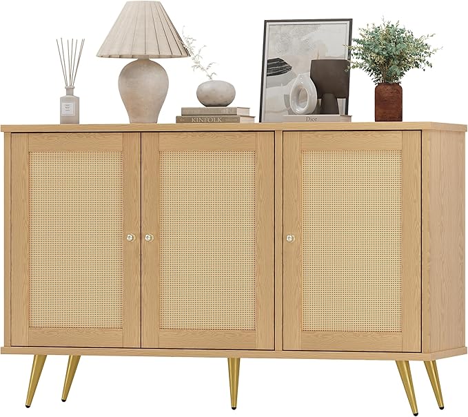 Shintenchi Large Rattan Storage Cabinet, Modern Sideboard Cabinet, Accent Large - Image 7