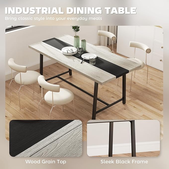 HOMCOM Industrial Dining Table for 8 People, 70.9" Long Rectangular Kitchen - Image 5