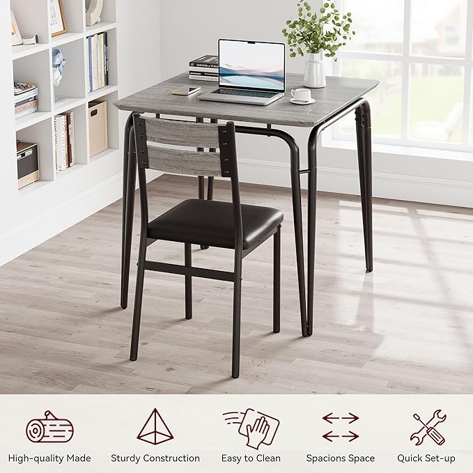 Dining Table for 2, Small Table and Chairs Set of 2, Square Dinette Set for 2 - Image 4