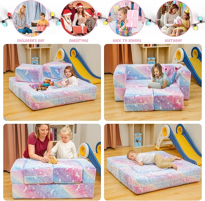 Lamerge Toddler Couch Glow in The Dark Toddler Fold Out Couch - Image 6