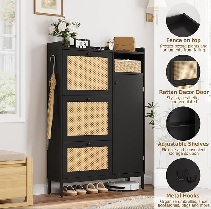 GarveeHome Shoe Cabinet Rattan - Image 3