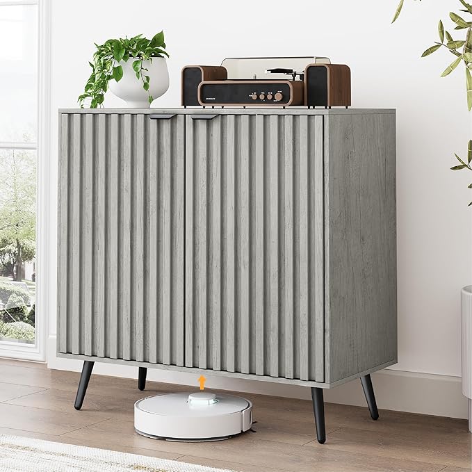 Smuxee Freestanding Fluted Sideboard, Adjustable Shelf by Smuxee