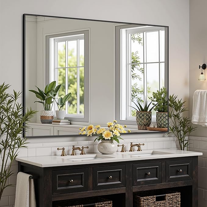Bathroom Mirror 40" x 30", Large Rectangle Wall Mirror, Entryway Decor by Unknown