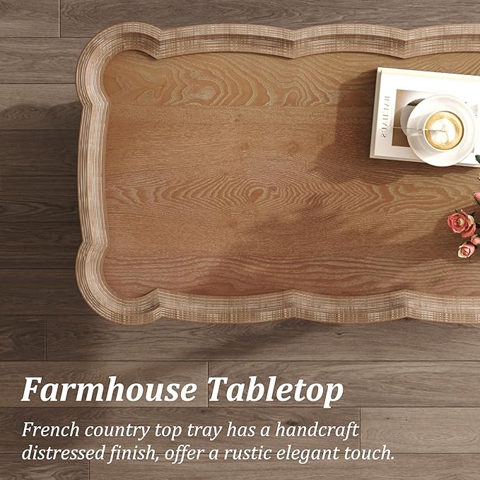 Function Home Farmhouse Coffee Table, Rustic White French Country Center Table - Image 7