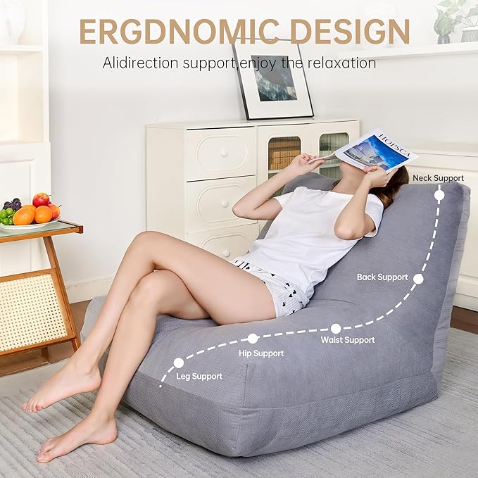 Bean Bag Chairs for Adults, Memory Foam Bean Bag Chair, Spacious Single Sofa - Image 3