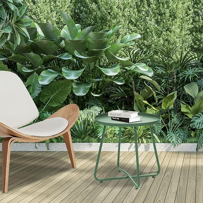 Dia.17.7ins Steel Round Coffee Table, Steel Tray Table, Side Table, Outdoor and - Image 2