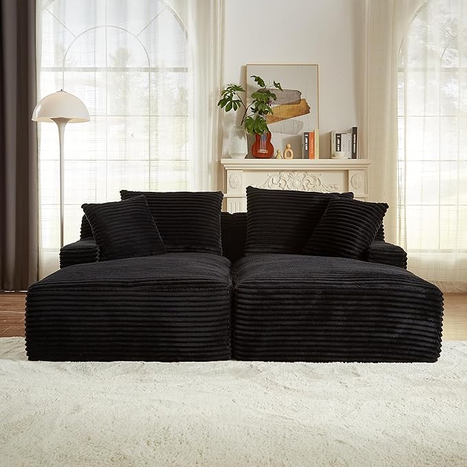 ERYE 79" Oversized Double Chaise Lounge Indoor Sleeper Recliner Sofabed by Unknown