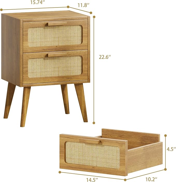 Rattan Nightstand, End Table, Side Table - Image 3