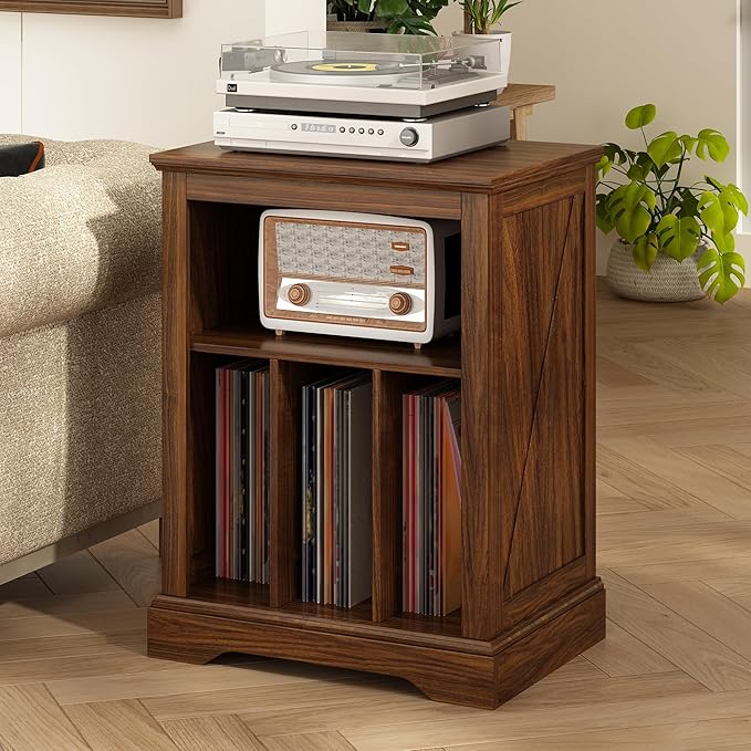 Farmhouse Record Player Stand, 3 Tier End Table, Turntable Stand by RowyPoey