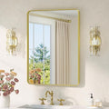 TETOTE 22 x 30 Gold Bathroom Mirror Brushed Gold Metal Framed Vanity Mirror by TETOTE