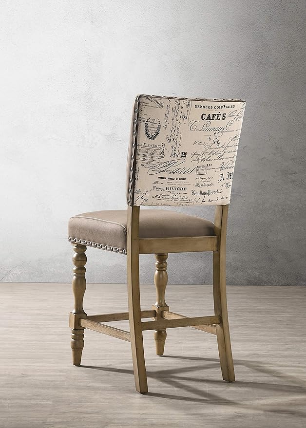 Roundhill Furniture Birmingham Script Printed Driftwood Finish Counter Height - Image 5